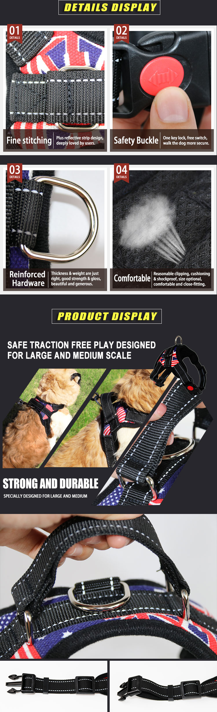 High Quality Big Pet Dog Harness No Pull Reflective Adjustable With Handle Pet Products