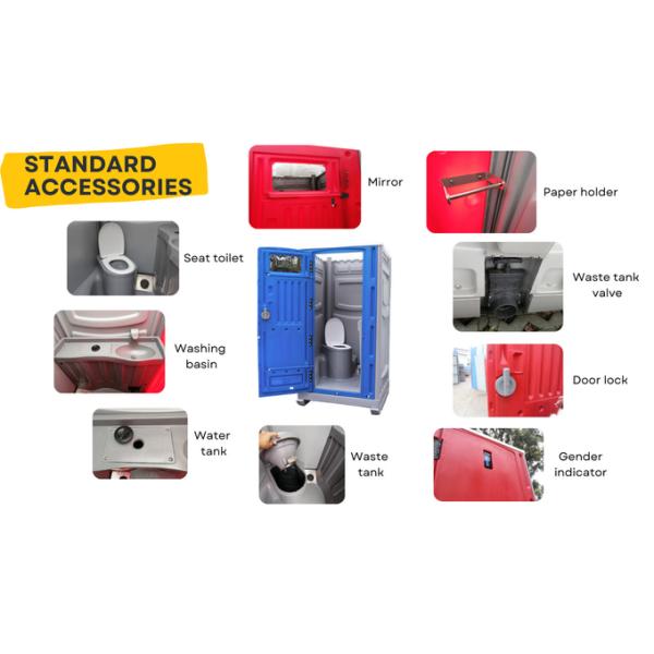Blue HDPE Portable Toilet Mobile Restrooms Shower Sanitary Cabin