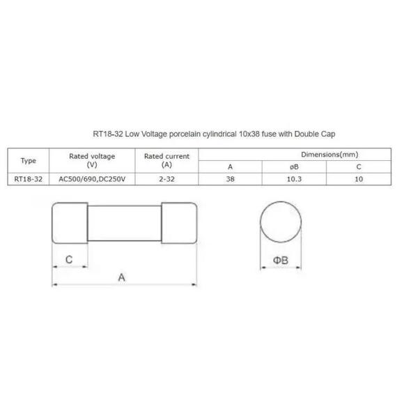 10X38 10*38 Ceramic Porcelain Cylindrical Fuse Link