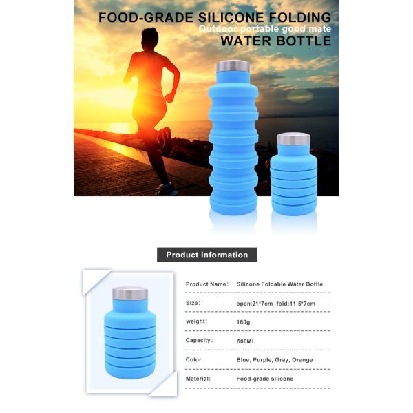 BPA Free Reusable Silicone Folding Water Bottle