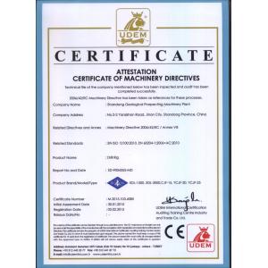 Shandong Geological & Mineral Equipment Ltd. Corp. Certifications