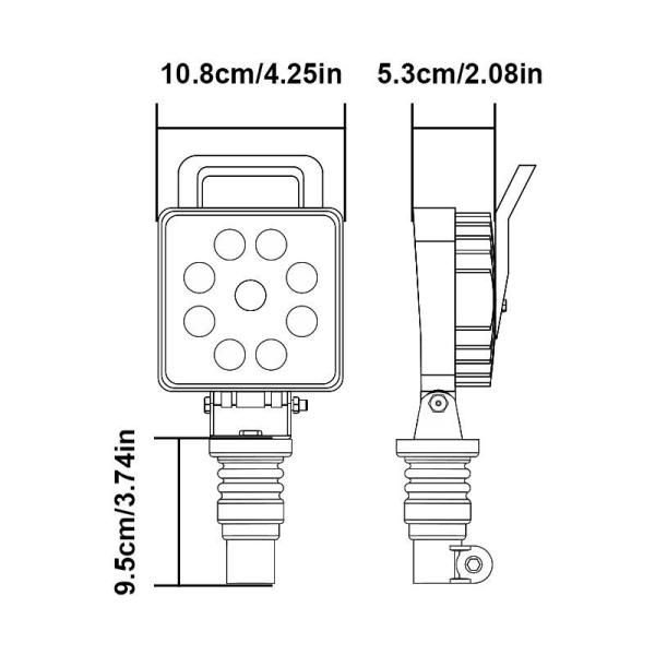 LED Working Light with Handle DIN Pole Flood Beam with on-off Switch Work Light 10-36V