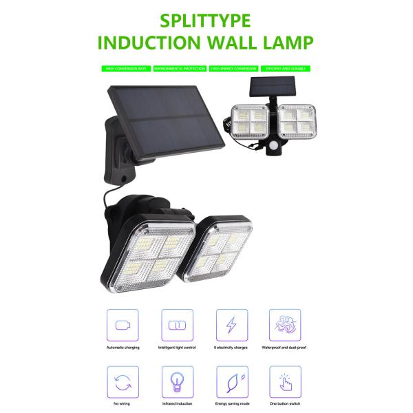 Dual Head Led Outdoor Wireless Solar Powered PIR Motion sensor Solar Garden Wall Light