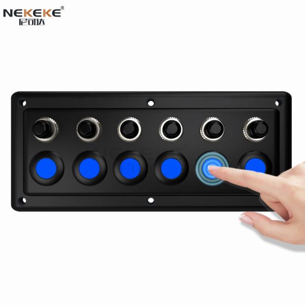 ABS Construction 6 Gang Rocker Switch Panel Circuit Control Box For Boats CE Certified