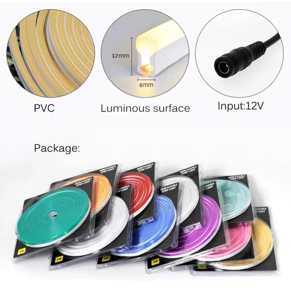 2835 SMD 12V 6 X 12mm 8 X 16mm PVC Silicone Neon Light E Single All Color LED Neon Flex Rope