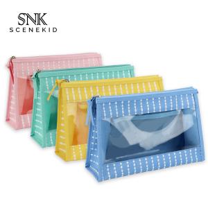 China Customized Clear Transparent PVC+Polyester Cosmetic Bag With Zipper on sale