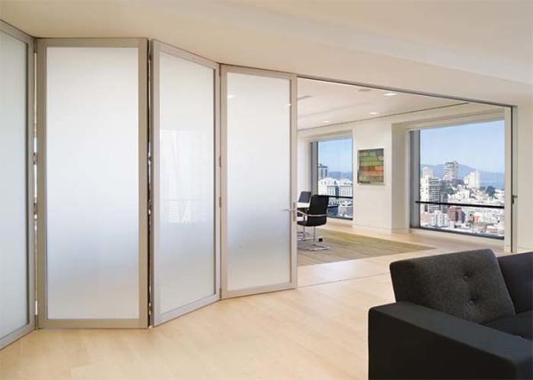 Quality Lowes Commercial Aluminium Doors Exterior Sliding Folding French Doors Brown / White Color for sale