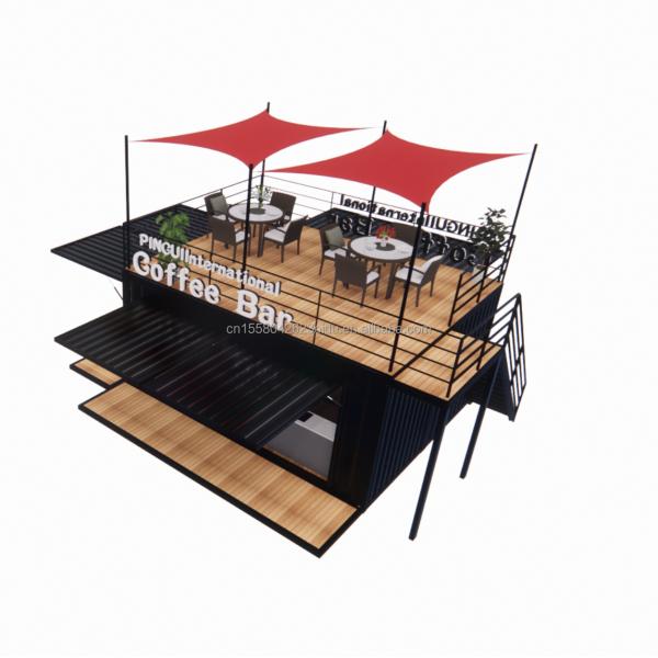 Shop 20ft Park BBQ Container Mobile Portable Assembly Coffee Bar Wooden House with 50/75/100mm Wave Sandwich Panel Walls