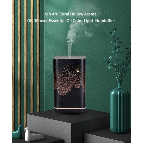 Iron Floral Hollow Aroma Art Diffuser , FCC 120ml Usb Humidifier 7 Led Color Change
