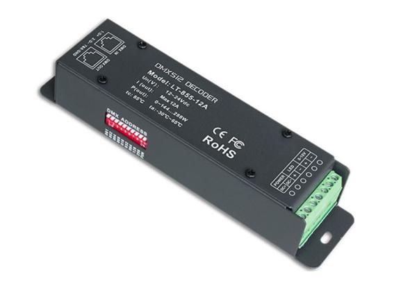 Quality 1CH 12A 0 ~ 10V Dimming CV LED DMX Decoder Controller with RJ45 DMX512 Socket for sale