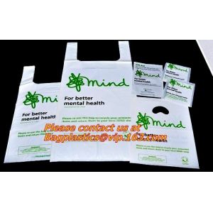 100% Biodegradable and Compostable, T-shirt Bags, EN13432 Certificate, green