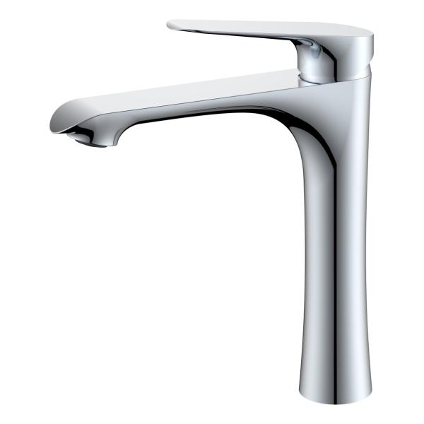 Brass Vessel Single Hole Single Handle Basin Mixer Tap in Chrome Matte Black Grey