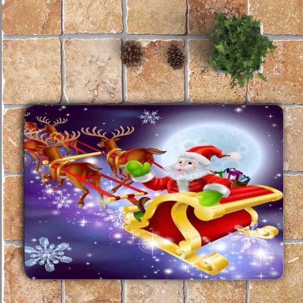 Christmas Festival Decoration Memory Foam Bath Mat 3 Pieces Set Universal Size Coral Fleece Print