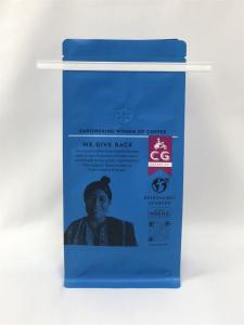 China 12OZ Coffee Packaging Pouch Matt Flat Bottom Printed With Tin Tie wholesale
