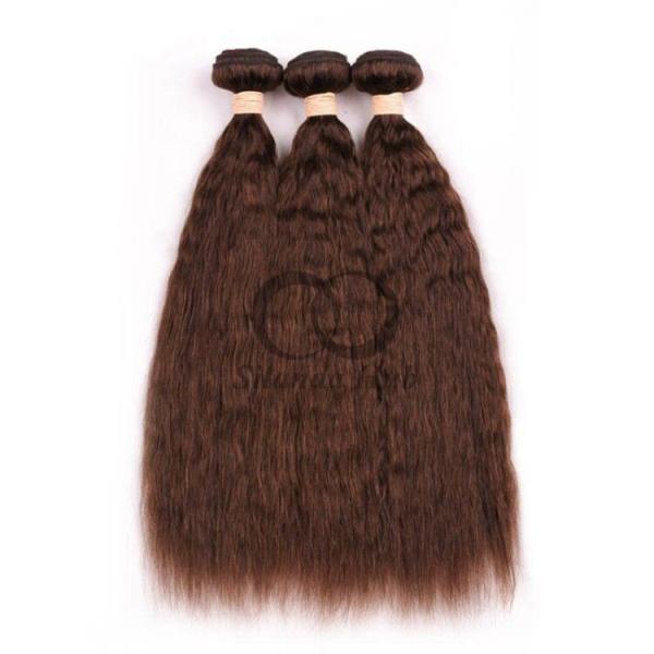 #4 Medium Brown Kinky Straight Remy Human Hair Bundles Sew In Weave Bundles Brazilian Bundle Deals