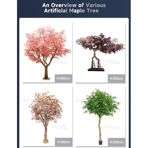 Large Handmade Artificial Yellow Maple Tree Chinese Maple Trees Faux Japanese Red Maple Tree