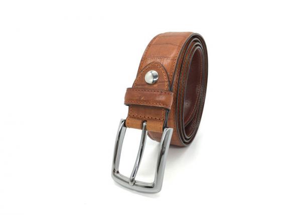 Quality Classic Croc Print Golf Cow Leather Belt For Men With Nickel Pin Buckle 35mm Wide for sale