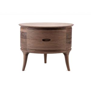 China Small Modern Bedside Tables Dark Wood Round Nightstand Mute Slide Rail wholesale