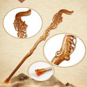 China T Handle Rubber Foot Wood Walking Cane , Peach Wooden Walking Stick For Elders wholesale