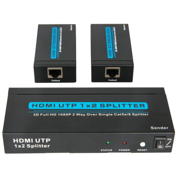 Quality Full HD 2 Way Over Single Cat6 HDMI Splitter Extender for sale