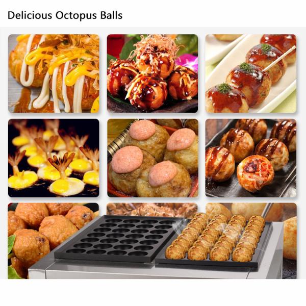 220V Voltage Electric Takoyaki Machine for Cooking Octopus Balls on Fish Pellet Grill