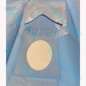 China Surgical Fenestration Eye Sheet Drape With Integrated Fluid Collection Bag on sale