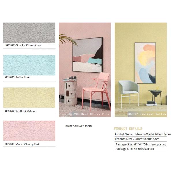 Multiple Colors Odorless Self Adhesive Pe Foam Wallpaper For Home Decoration