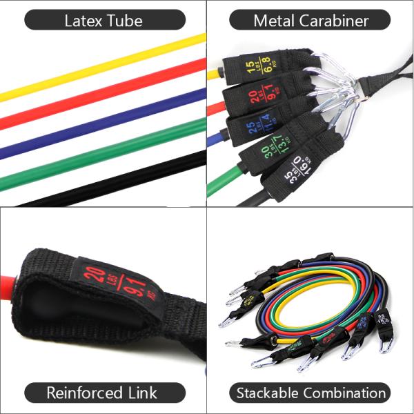 11 Pcs 120mm Fitness Gear Resistance Tubes 2 Ankle Tube Bands