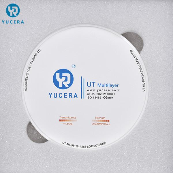 Quality UT Multilayer Dental Zirconia Block 16 Color Zirconia Blank 49% Translucent for sale