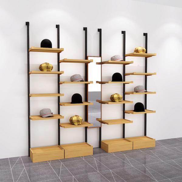 Quality Free Combination Wooden Display Showcase , Simple Wood Hat Display Stand for sale