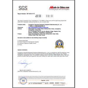 Guangzhou Greenspa Waterpark Equipment Manufacturing Co.,Ltd Certifications