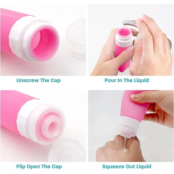 Food Grade Silicone Refillable Bottle Travel Set 80ml With Leak Proof Lid