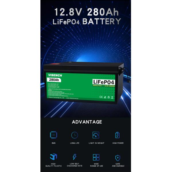 Visench Solar Energy 12V 280Ah Rechargeable Lithium Iron Phosphate Battery 12.8V 280Ah Lifepo4 Batteries