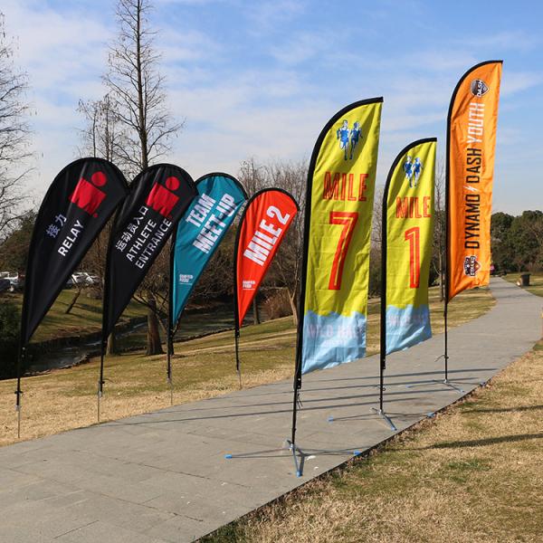 Outdoor Knitted Polyester Flag Advertising Signs Heat Sublimation Printing