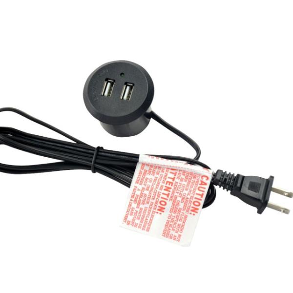 5V 2A Adapter Furniture Charger Table USB Socket Round Type Black Color