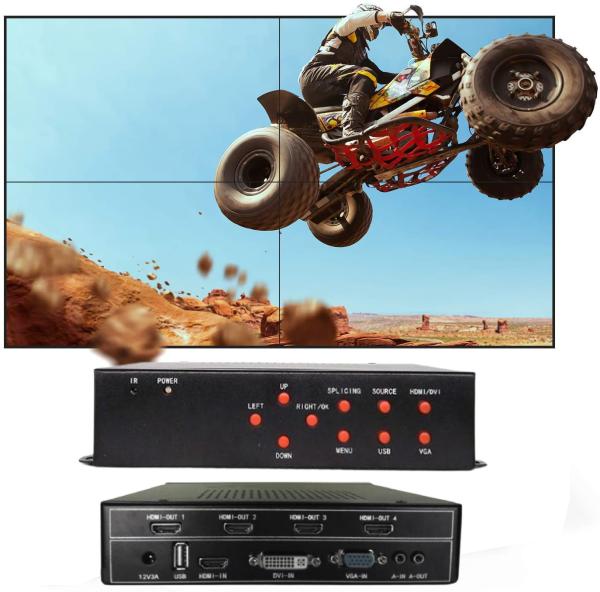Quality 1 In 4 Out LCD TV multi screen Video Wall Controller 2x2 With 8 wall modes for sale