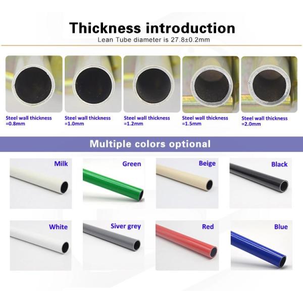 Customized ESD ABS Coated Pipes Plastic Coated Steel Lean Pipe / Tube For Rack System