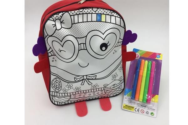 Quality Customized DIY Arts And Crafts Toys For Kids Cute Carton Backpack With 5 Pens for sale