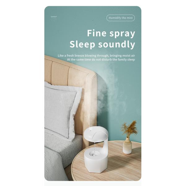HOMEFISH Anti Gravity Cool Mist Humidifier Small Room Back Flow Humidification Machine White 800ml Capacity