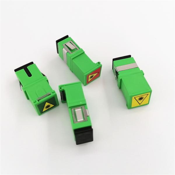 Green Shell Auto Simplex SC APC Singlemode Fiber Optic Adapters For FTTH