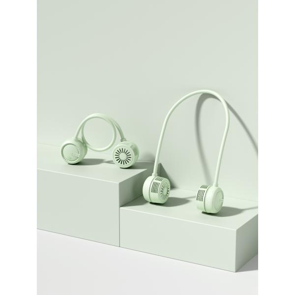 Soft Wind In Three Levels 360-degree Airflow Universal Hose 1000mAh Battery TYPE-C Charging Portable Fans In White And Mint Green