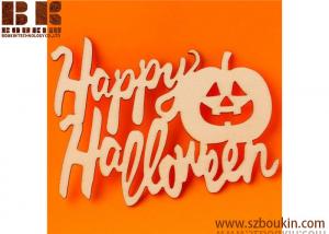 China Unfinished Wood Laser Cut &quot;Happy Halloween&quot; Cutout Halloween craft and decorations wholesale