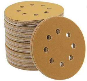 China 6 5 PSA Hook Loop Sandpaper Sanding Disc / Gold Aluminum Oxide Grain wholesale