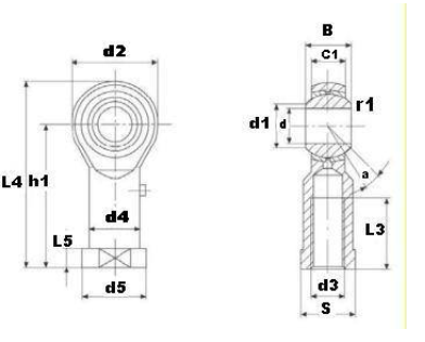 PHSB6L - JFZ Left Hand Lubrication Type Rod End With Female Thread