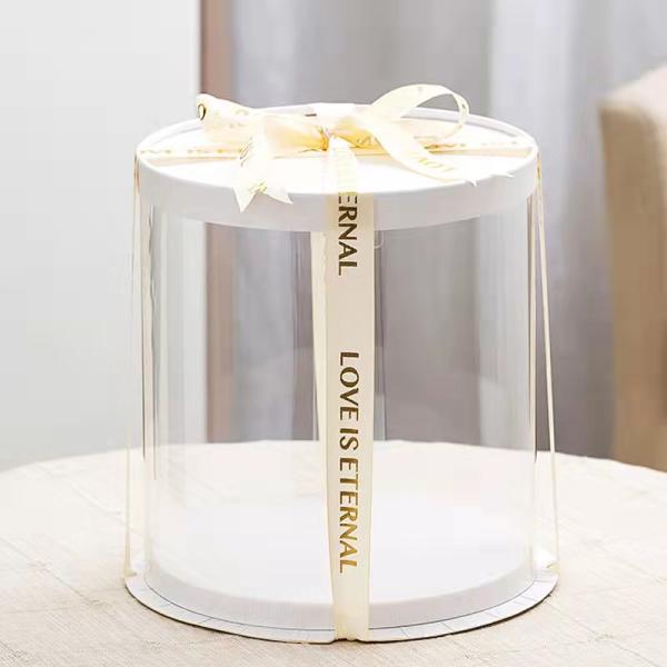 Transparent Round Tall Clear Plastic Disposable Cake Containers For Wedding Birthday