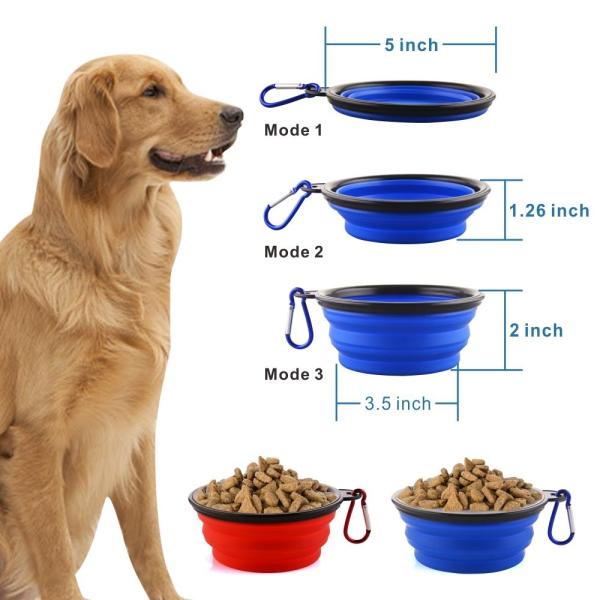 Collapsible Pet Bowl Dog Bowls 2 Pack Portable Silicone Pet Feeder Dog Cat Food Water Feeding Travel Bowl For Camping