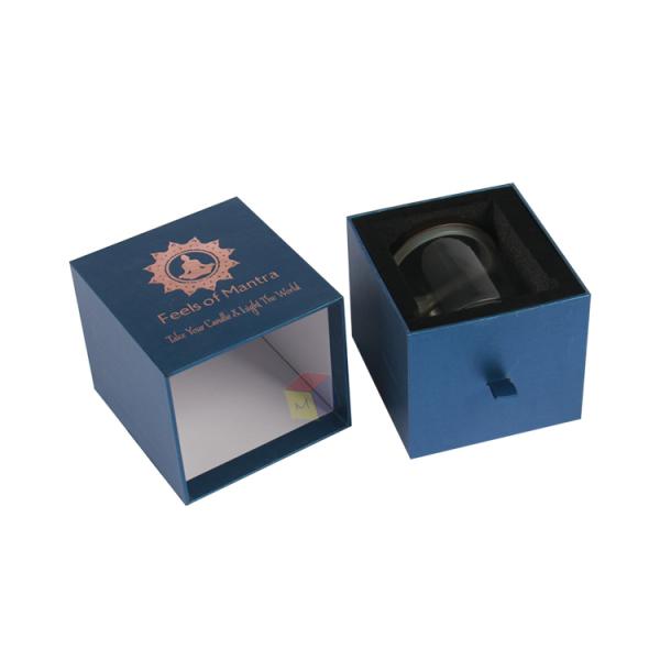 Custom Logo Rigid Cardboard Sliding Drawer Jars Scented Paper Candle Gift Box with Insert