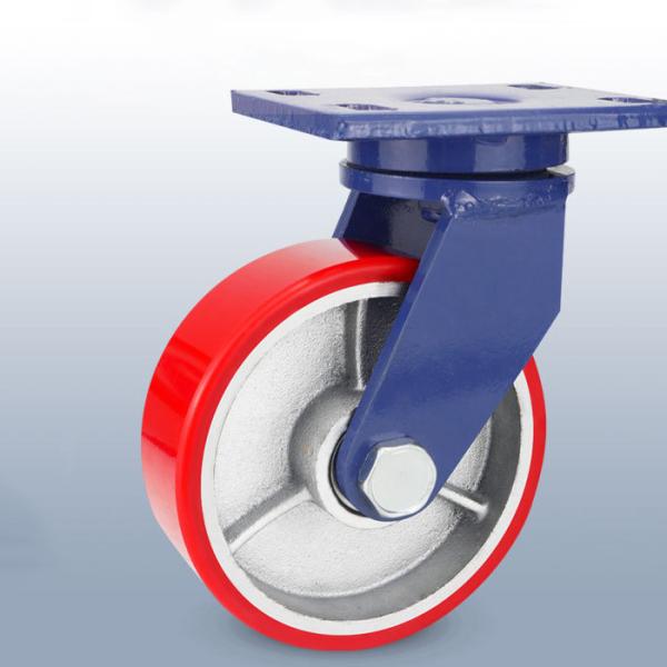 1 Ton High Load Heavy Duty Trolley Wheel Iron Core Red PU Castor Wheel