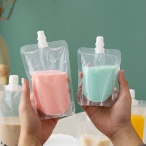 China Transparent disposable finished product bag suction bag milk tea yogurt soy milk traditional Chinese medicine liquid packaging bag self-supporting wholesale