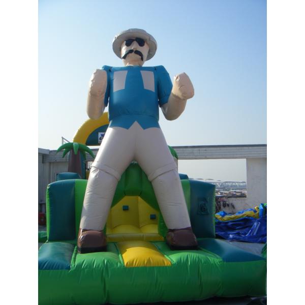 Cartoon Obstacle Course Inflatable Sports Games With Tunnel N Climbing Wall